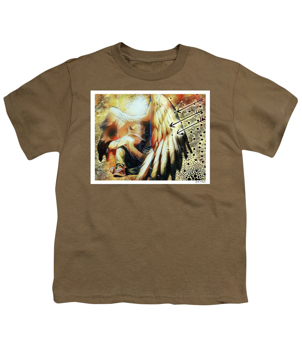 Jennifer Page Youth T-Shirt featuring the digital art Under His Wings by Jennifer Page