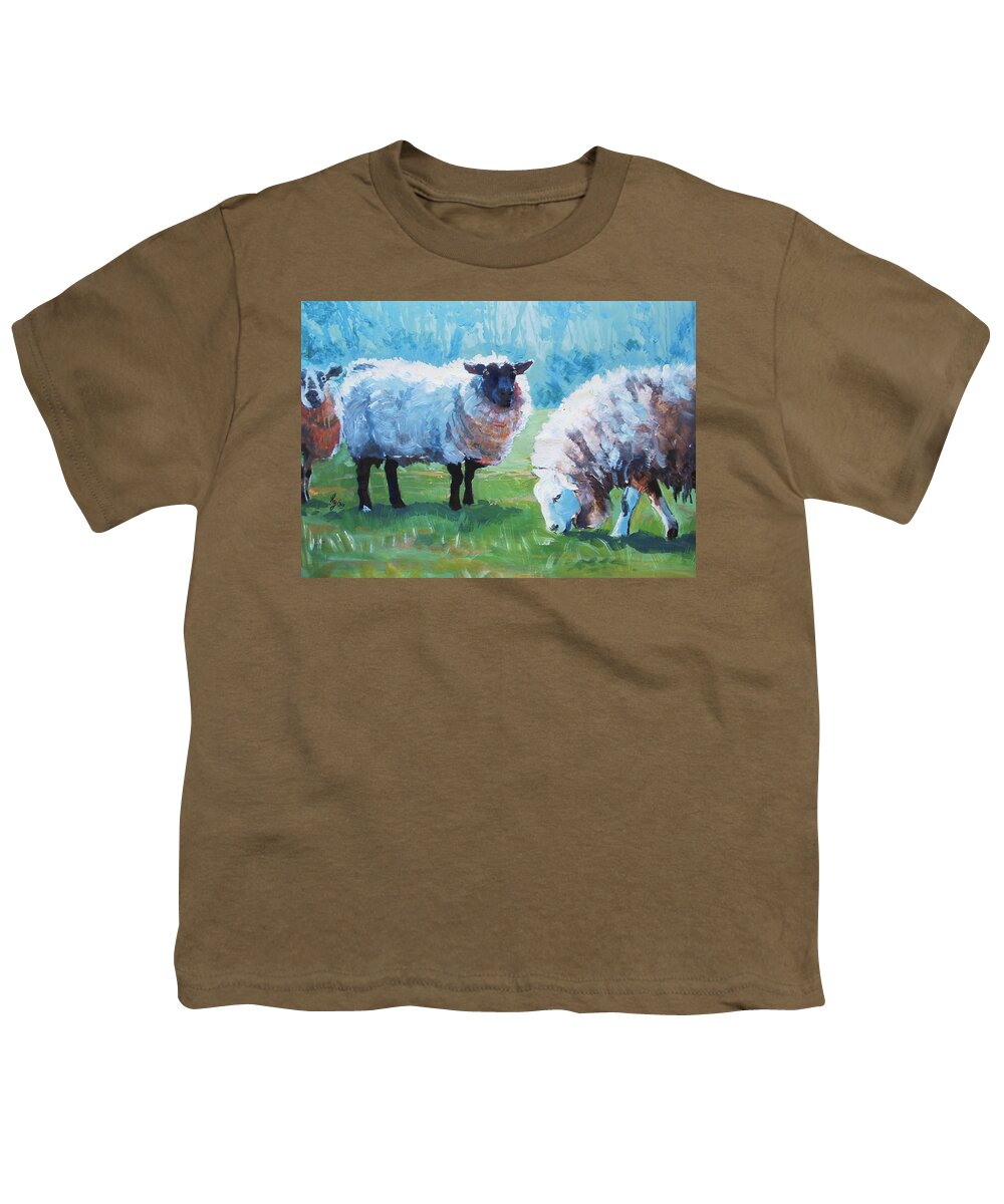 Sheep Youth T-Shirt featuring the painting Sheep #11 by Mike Jory