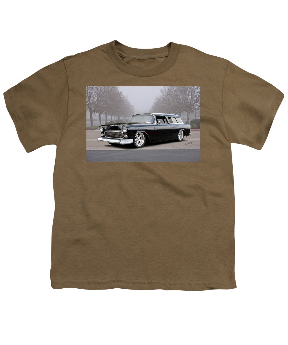 Auto Youth T-Shirt featuring the photograph 1955 Chevrolet Nomad Wagon #3 by Dave Koontz