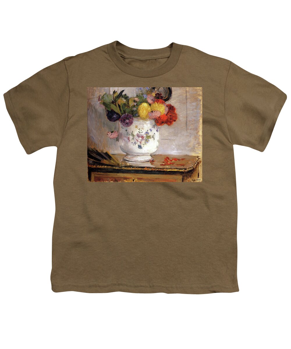Dahlias Youth T-Shirt featuring the painting Dahlias by Berthe Morisot