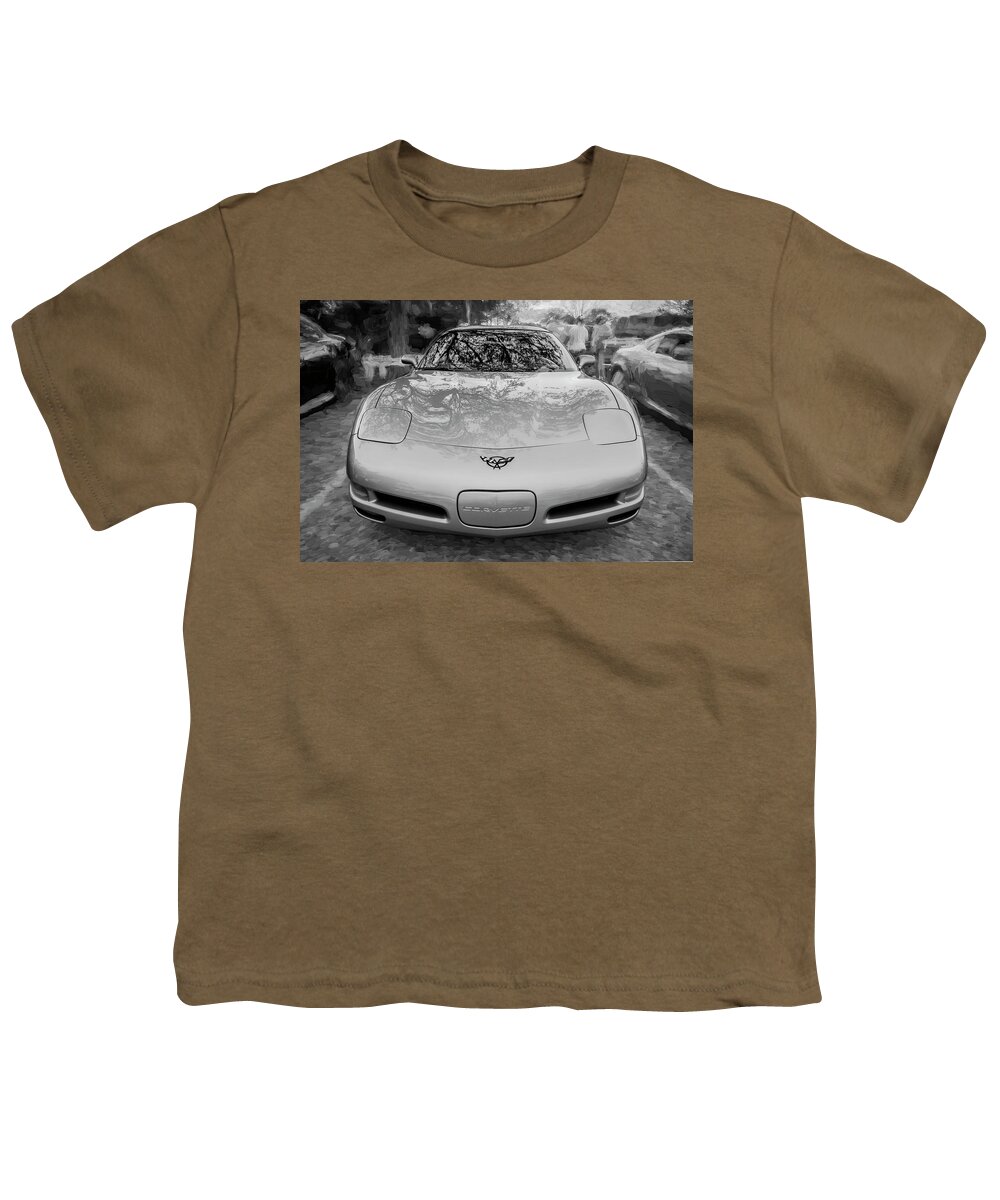 2001 Corvette Youth T-Shirt featuring the photograph 2001 Corvette LS1 c203 BW by Rich Franco