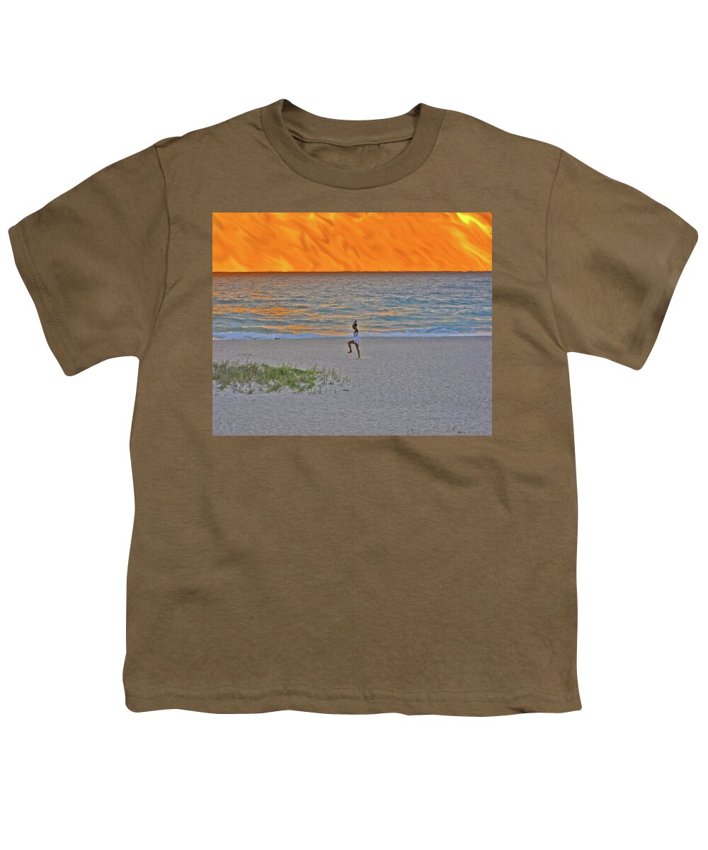 Beach Youth T-Shirt featuring the digital art 24- Fire Dance by Joseph Keane