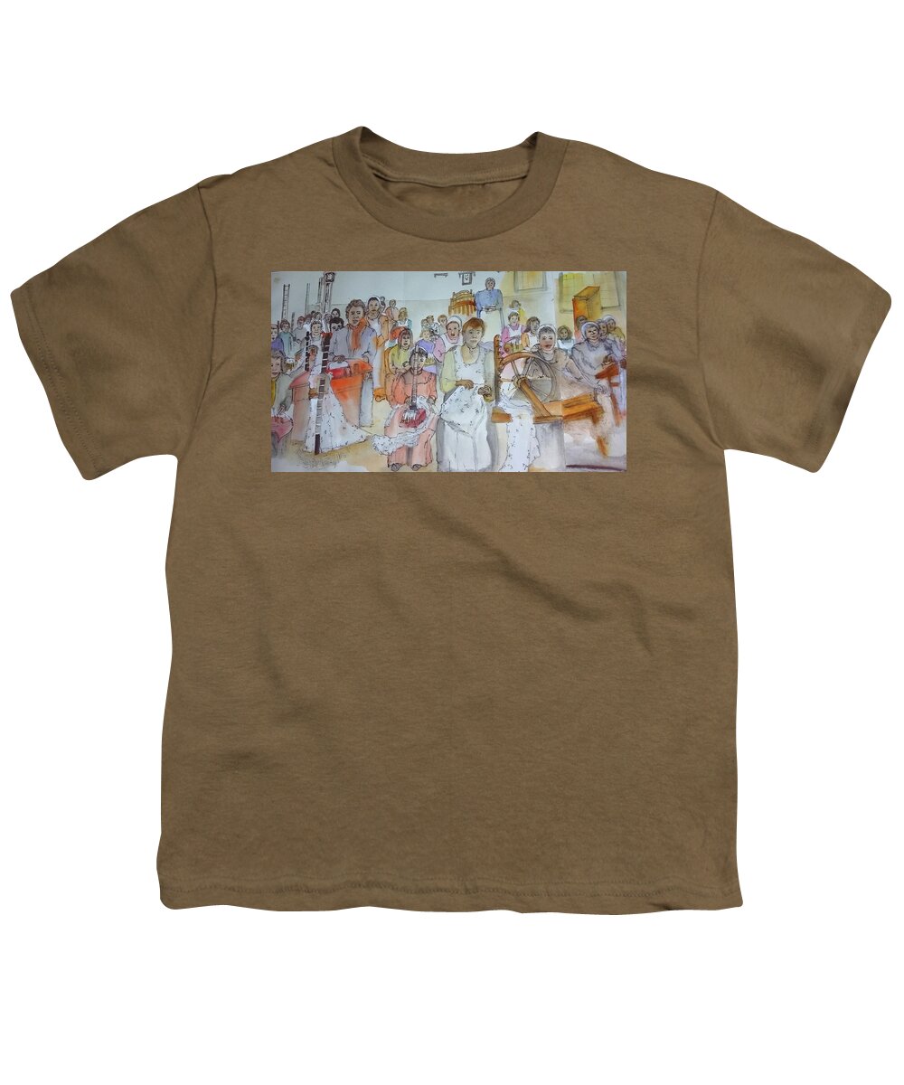 The Netherlands. Cityscape. Figures. Lacemaking. Youth T-Shirt featuring the painting Tulips clogs and windmills album #26 by Debbi Saccomanno Chan