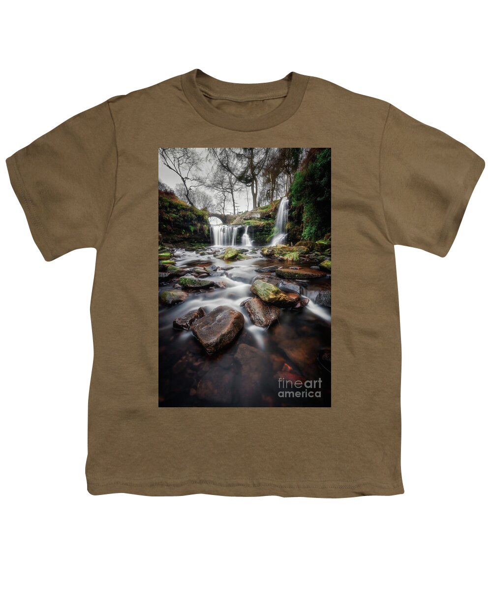 Bridge Youth T-Shirt featuring the photograph Lumb Hole Falls #9 by Mariusz Talarek