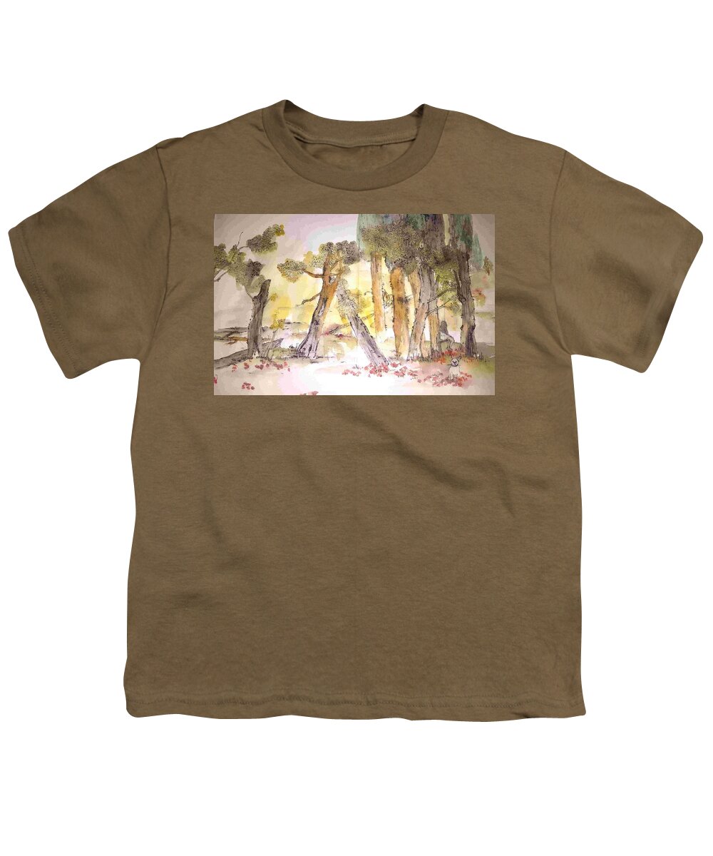 Trees. Landscape Youth T-Shirt featuring the painting Trees trees trees album #9 by Debbi Saccomanno Chan