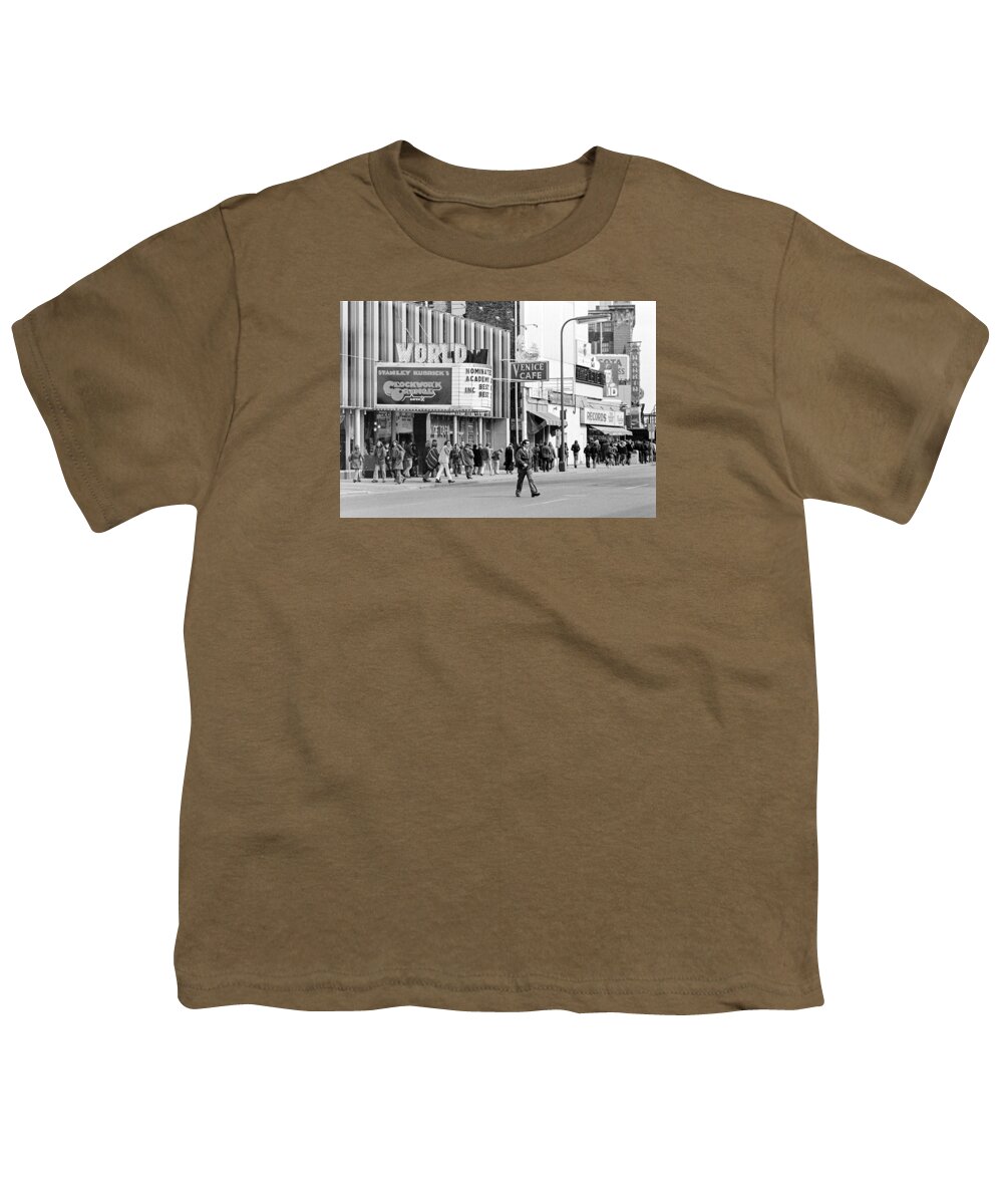 Actions Youth T-Shirt featuring the photograph A Clockwork Orange at the World Theater by Mike Evangelist