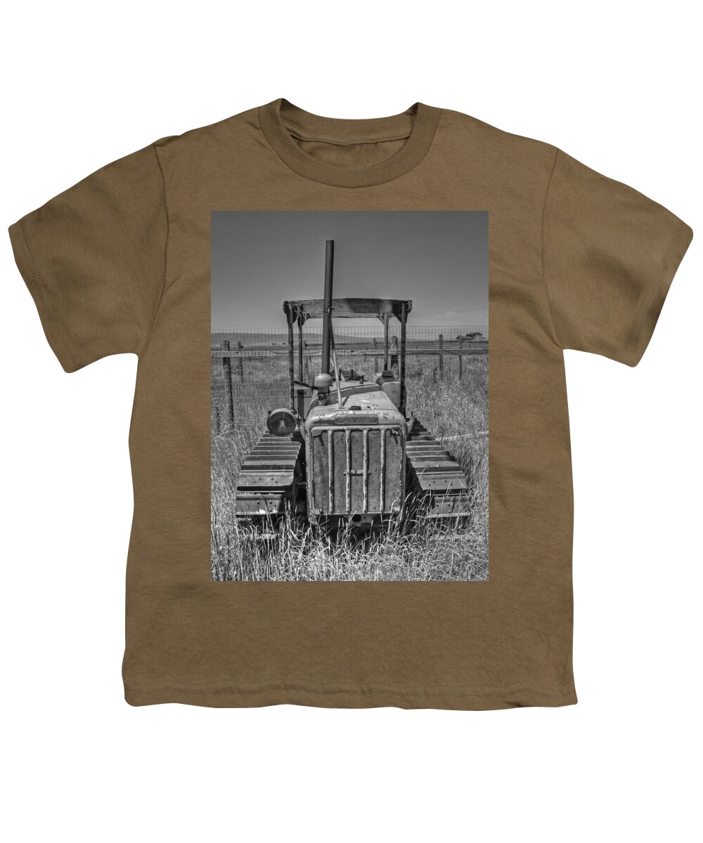 Cat Youth T-Shirt featuring the photograph A Forgotten Dozer Black and White by Ken Smith