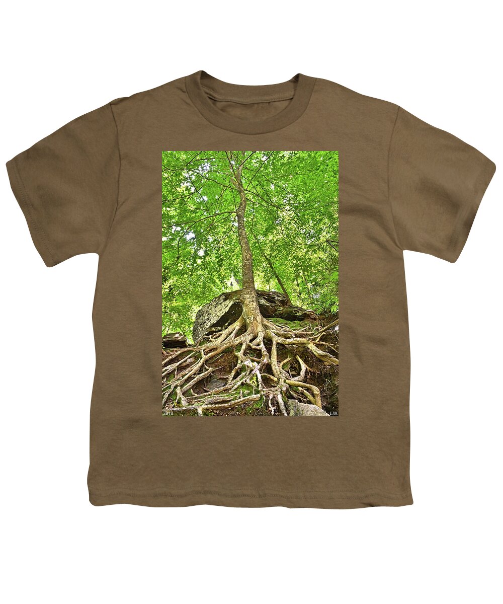 A Tree And It's Roots Youth T-Shirt featuring the photograph A Tree And It's Roots by Lisa Wooten