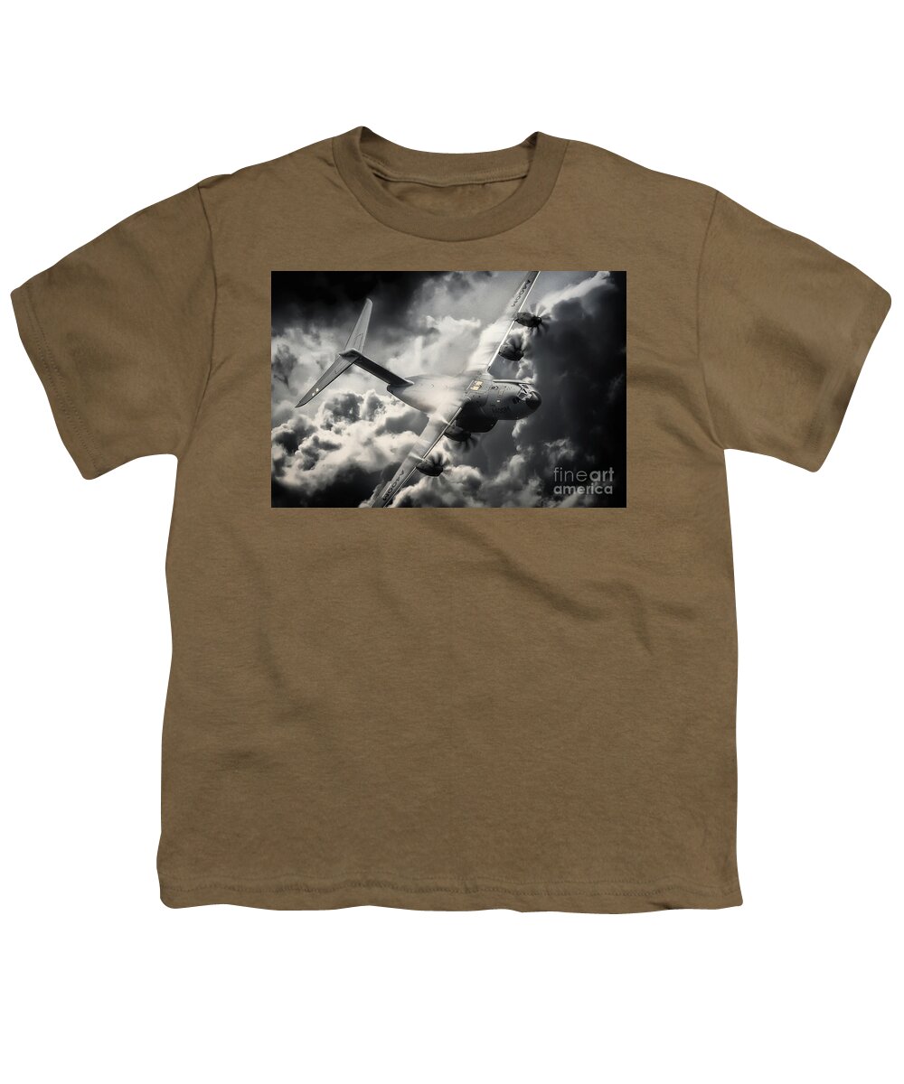Airbus Youth T-Shirt featuring the digital art A400M Grizzly by Airpower Art