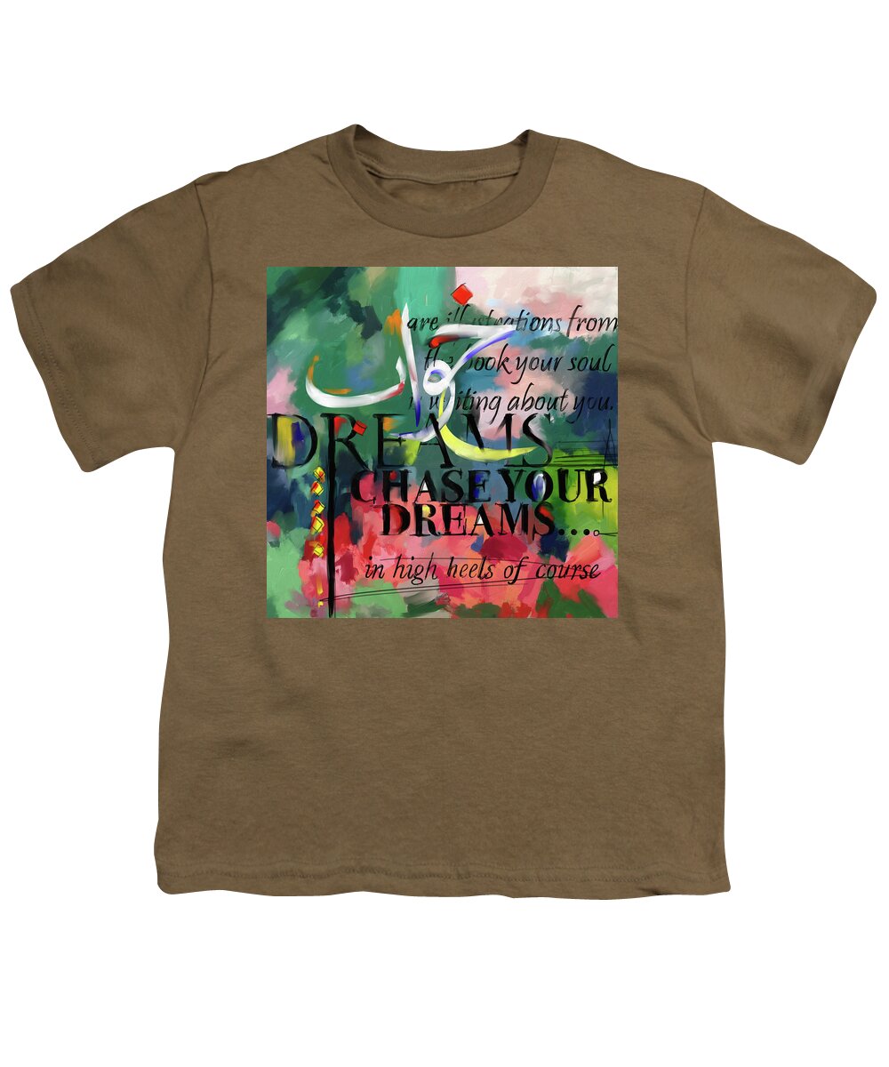 Abstract Art Youth T-Shirt featuring the painting Abstract 421.1 by Mawra Tahreem