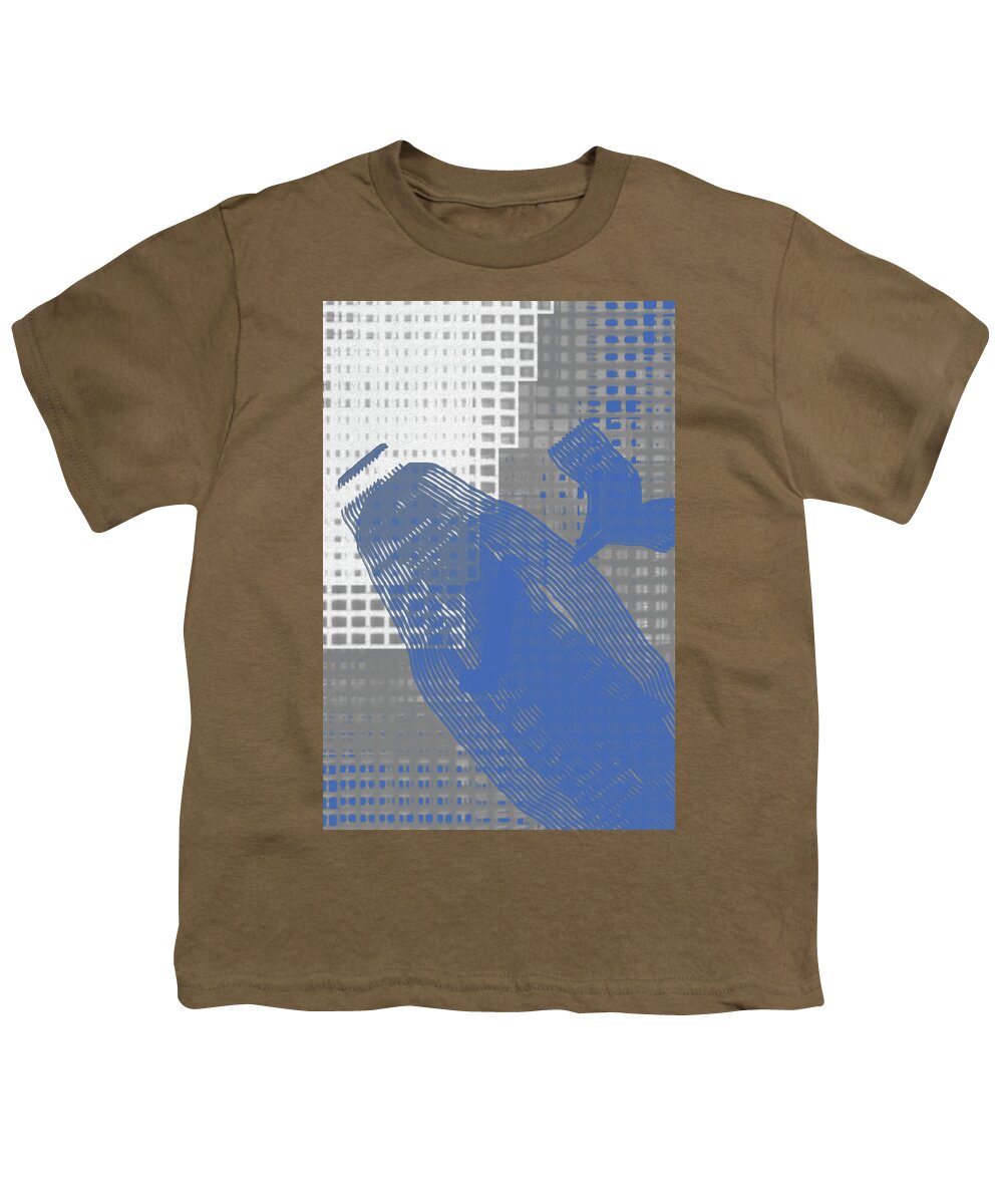 Home Youth T-Shirt featuring the digital art Abstract Blue and Grey 1 by Keshava Shukla