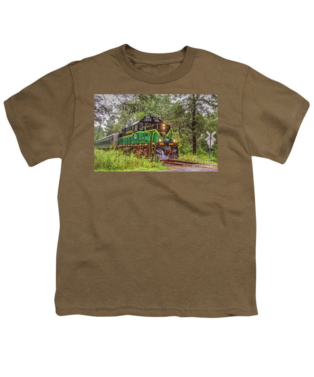 Adirondack Scenic Railroad Youth T-Shirt featuring the photograph Adirondack Scenic RR Engine 1845 by Rod Best