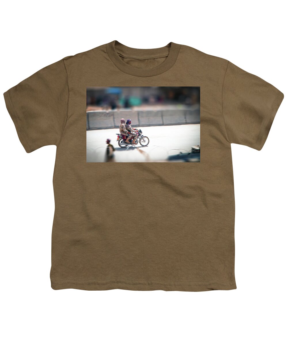 Kandahar Youth T-Shirt featuring the photograph Afghan Border Police on Motorcycle by SR Green