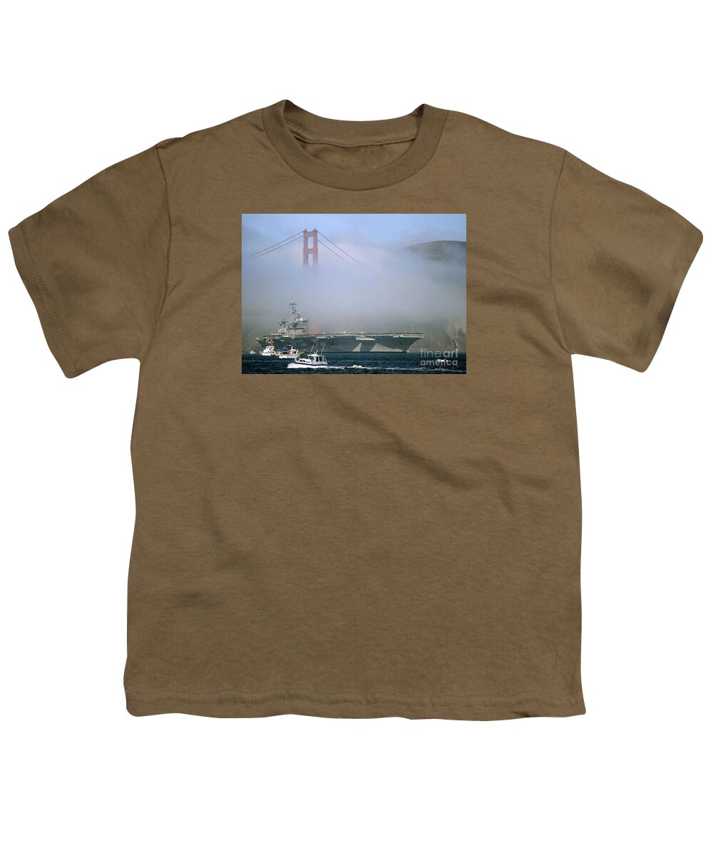 Aircraft Carrier Youth T-Shirt featuring the painting Aircraft Carrier by Celestial Images