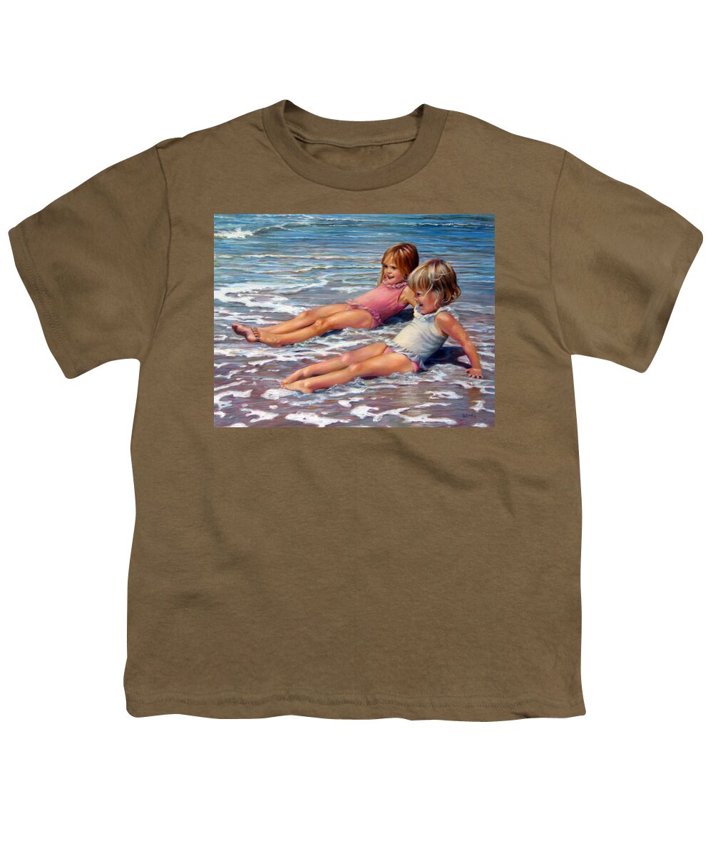 Children Youth T-Shirt featuring the painting All Smiles by Marie Witte