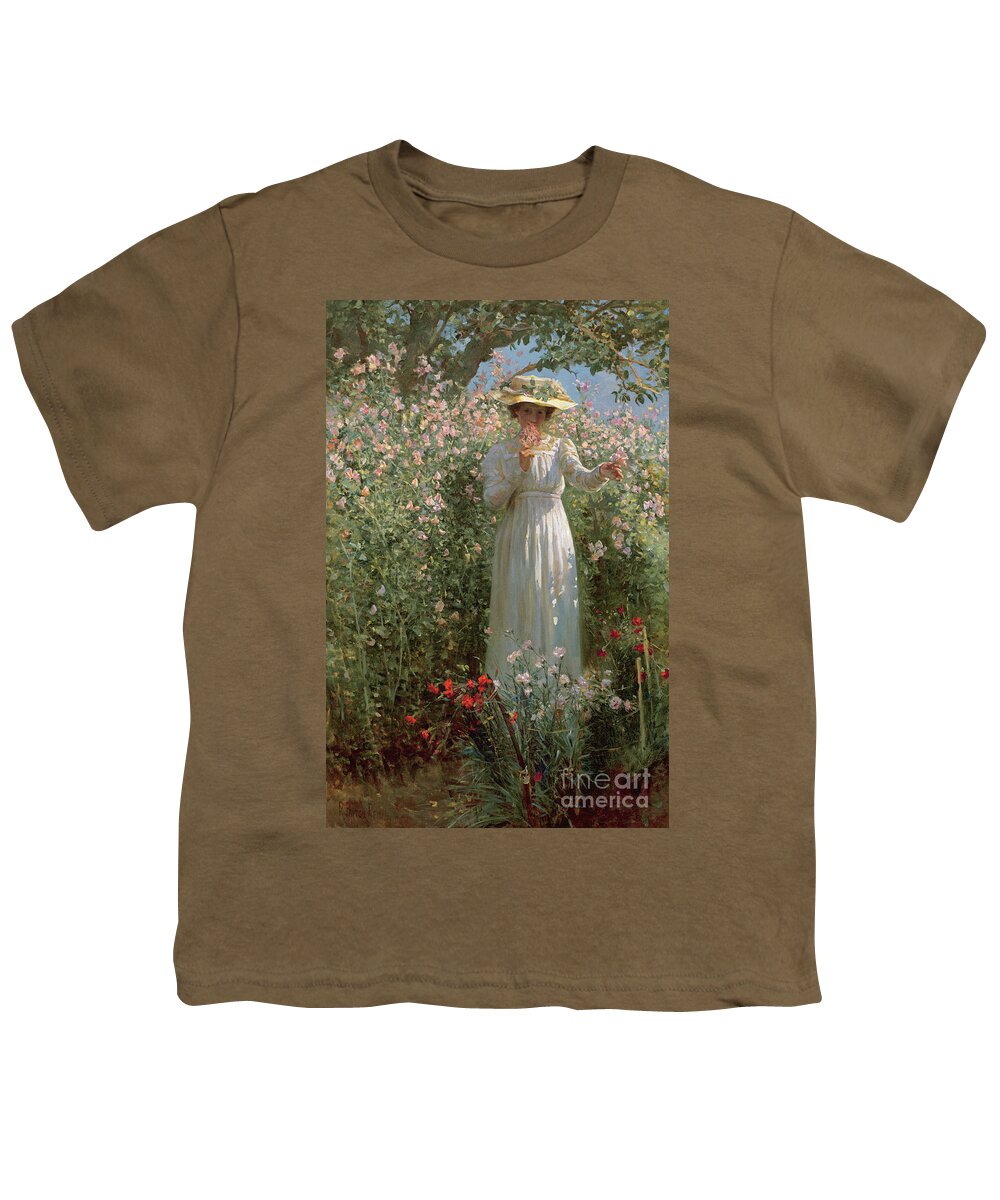 Among The Flowers Youth T-Shirt featuring the painting Among the Flowers by Robert Payton Reid