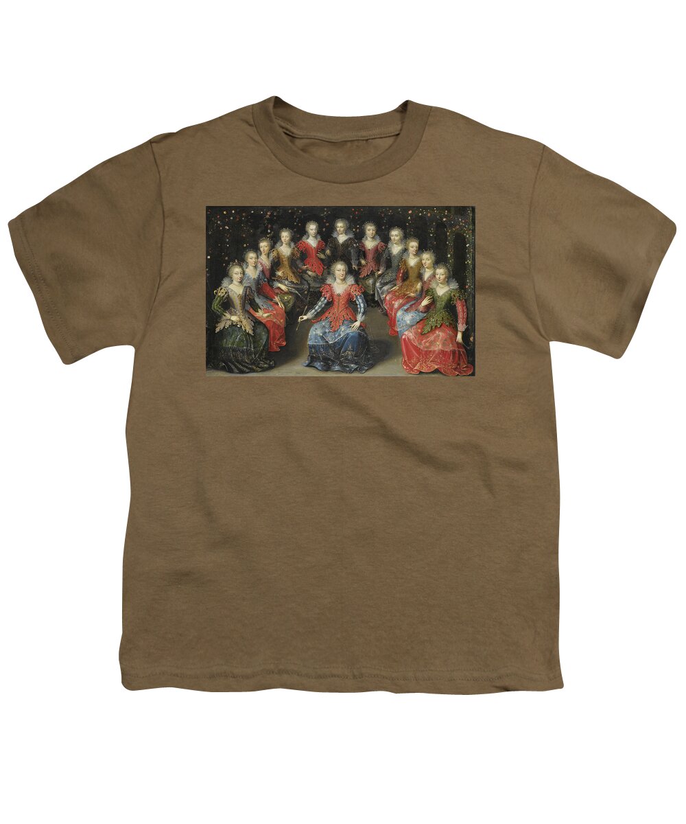 Attributed To Claude Deruet Youth T-Shirt featuring the painting An Allegory of Love? Twelve Noblewomen seated in a Garden, each holding an Arrow by Attributed to Claude Deruet