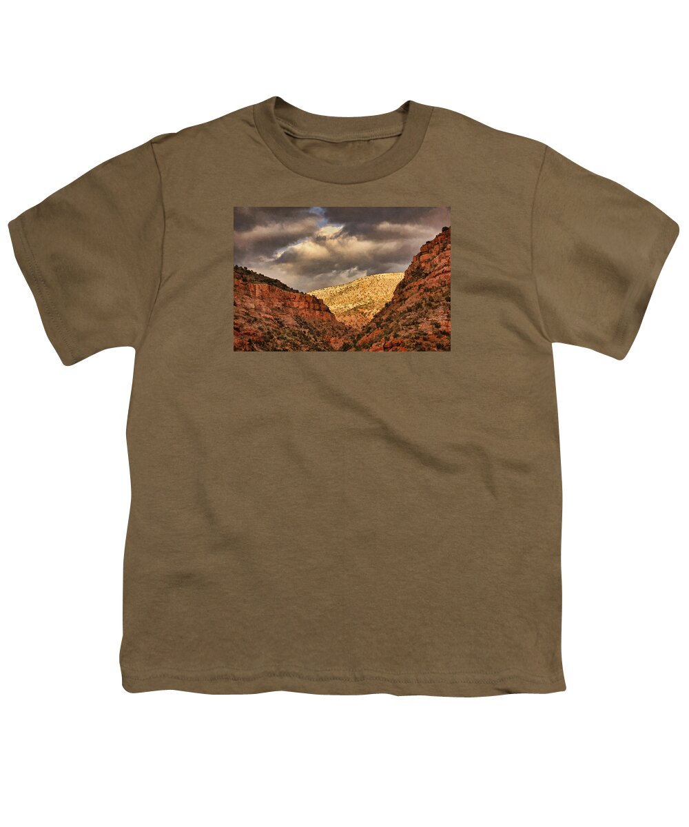 Verde Valley Youth T-Shirt featuring the photograph Antique Train Ride Txt by Theo O'Connor