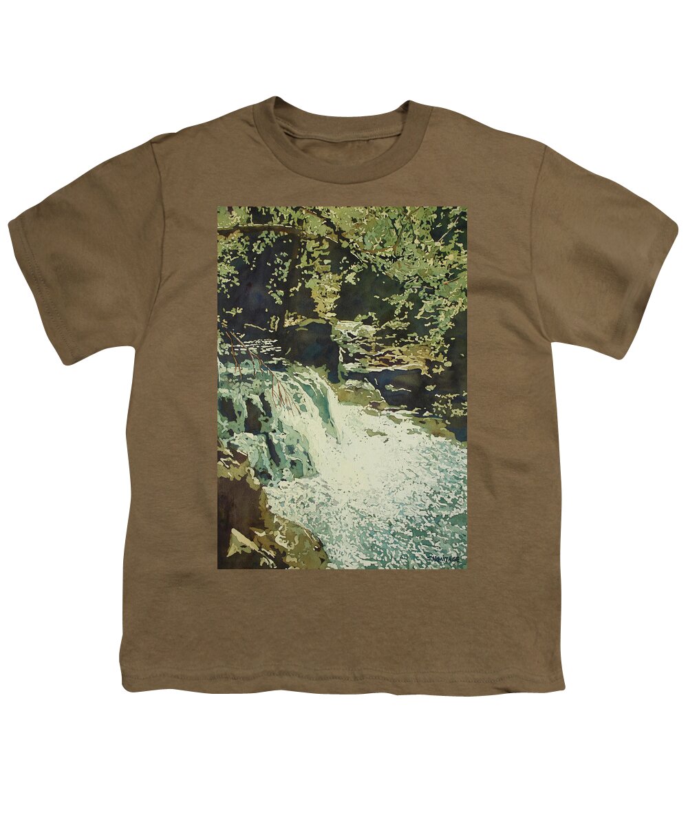 Waterfall Youth T-Shirt featuring the painting Aqua Falls by Jenny Armitage