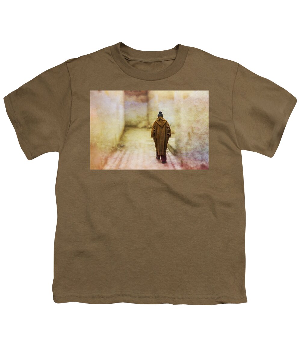 Arab Man Youth T-Shirt featuring the tapestry - textile Arab man walking - Morocco 2 by Kathy Adams Clark