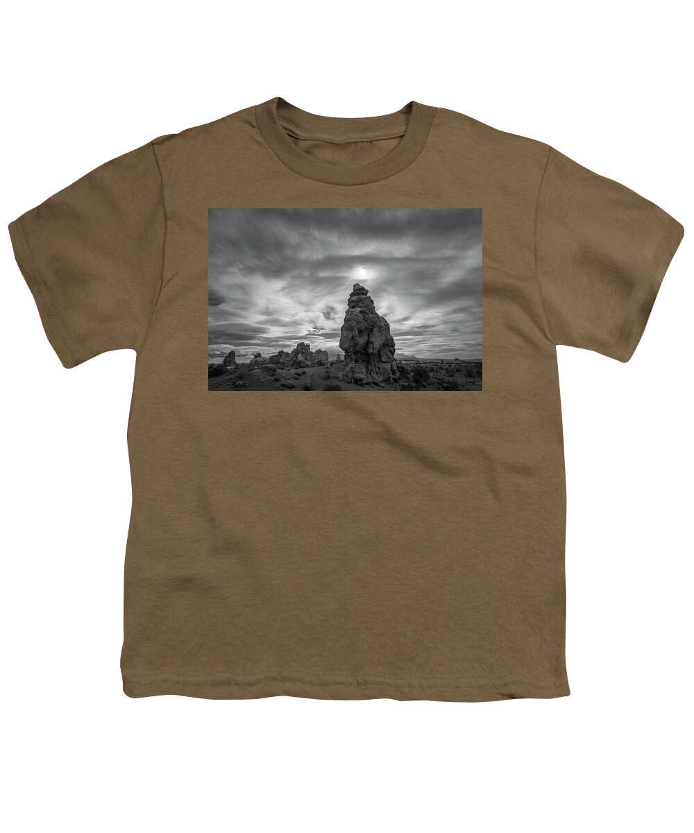 Arch Youth T-Shirt featuring the photograph Arches NP XXI BW by David Gordon