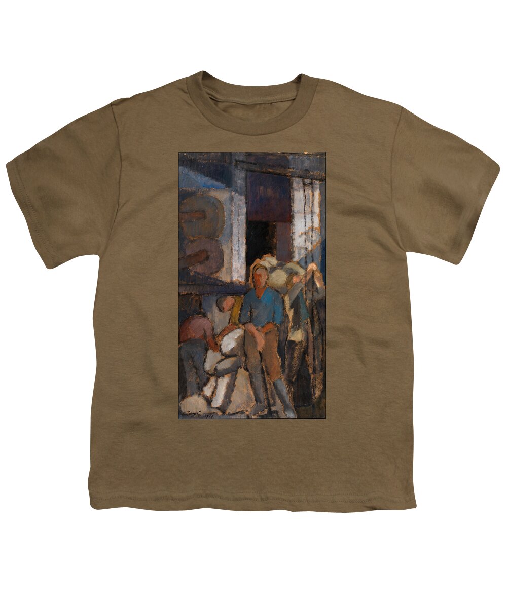 Alvar Cawén - At The Factory [1919] Youth T-Shirt featuring the painting At the Factory by MotionAge Designs