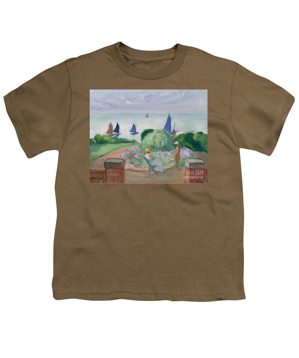Henri Lebasque - At The Terrace At Prefailles Youth T-Shirt featuring the painting At the Terrace at Prefailles by MotionAge Designs