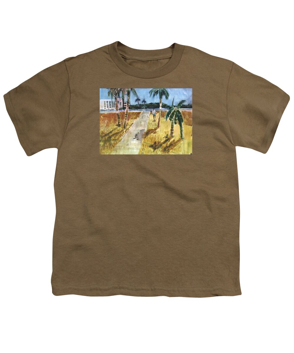 Palm Trees Youth T-Shirt featuring the painting At Water's Edge by Thomas Tribby