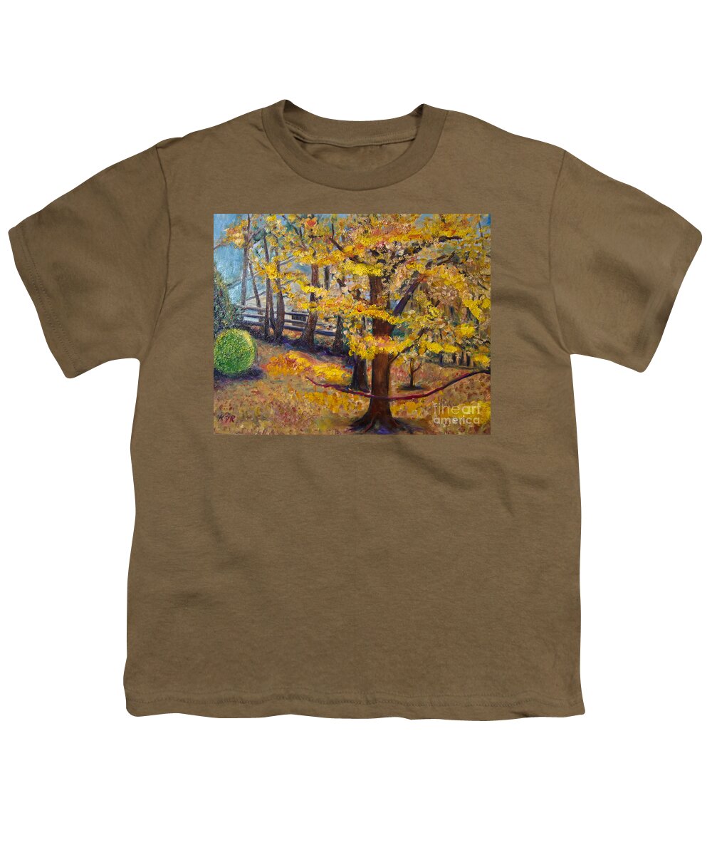 Autumn Youth T-Shirt featuring the painting Autumn by Karen E. Francis by Karen Francis