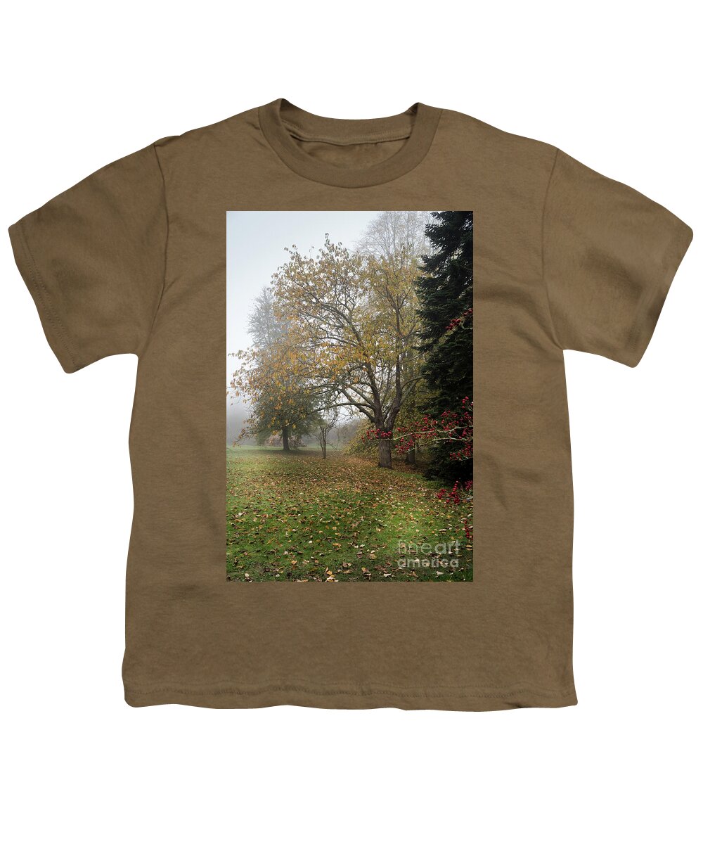 Red Berries Youth T-Shirt featuring the photograph Autumn Mist, Great Dixter Garden 2 by Perry Rodriguez