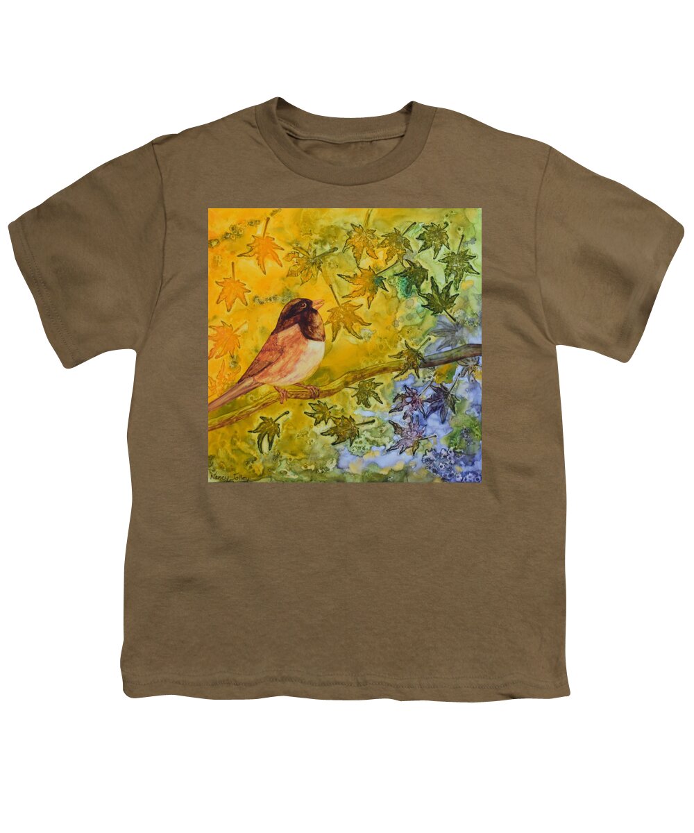 Autumn Youth T-Shirt featuring the painting Autumn's Song by Nancy Jolley