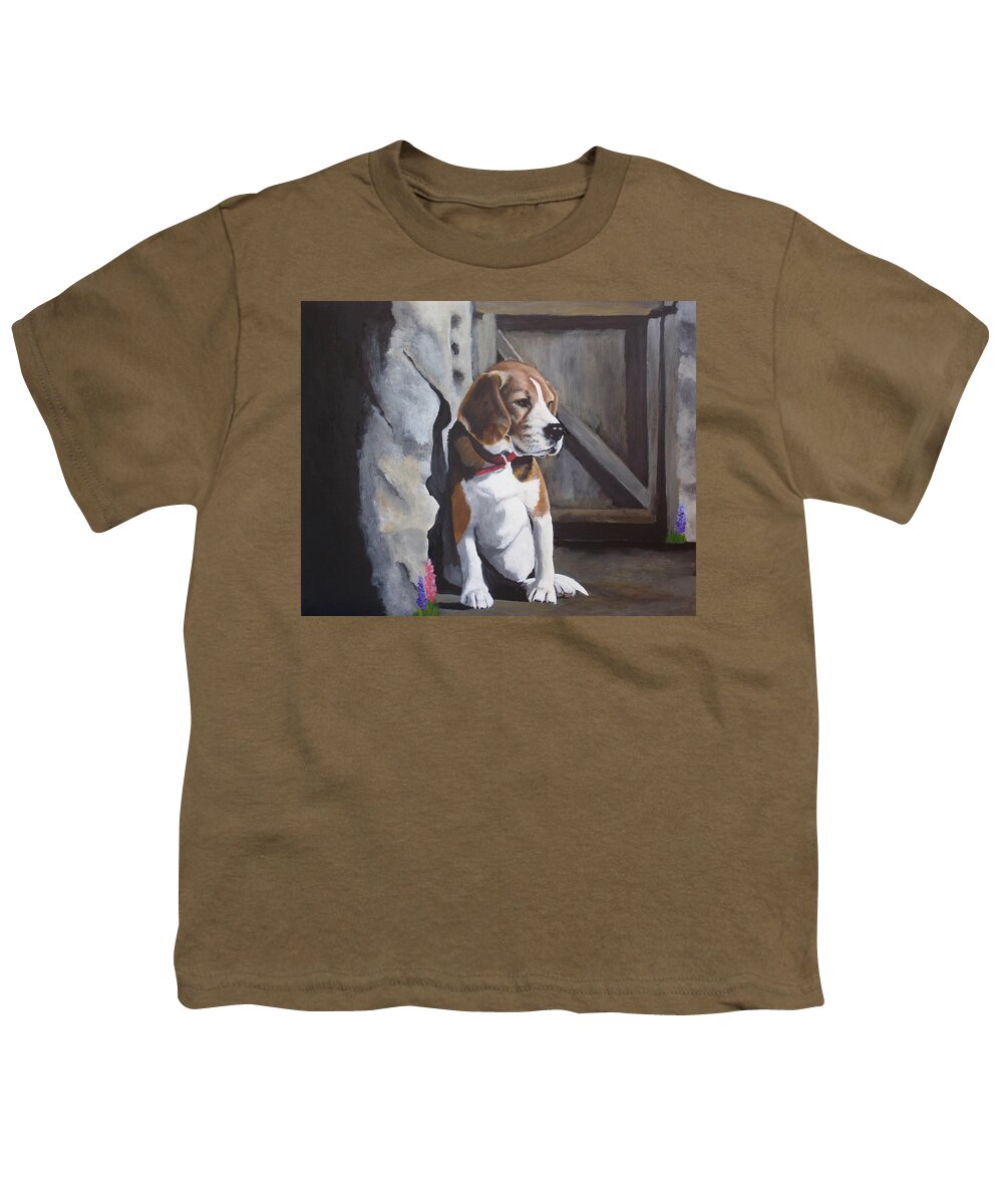 Puppy Youth T-Shirt featuring the painting Baby Louie by Carol Russell