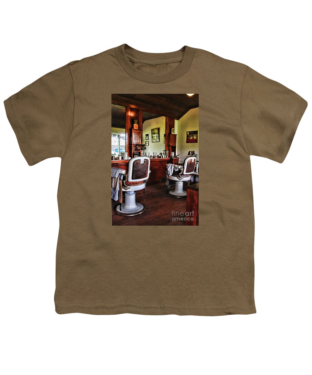 Paul Ward Youth T-Shirt featuring the photograph Barber - Two Chairs No Waiting by Paul Ward