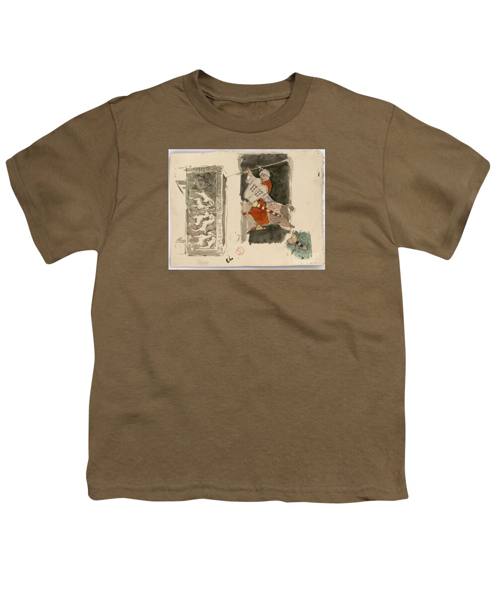 Maria Fortuny Youth T-Shirt featuring the painting Bas relief and Muslim horse rider by MotionAge Designs