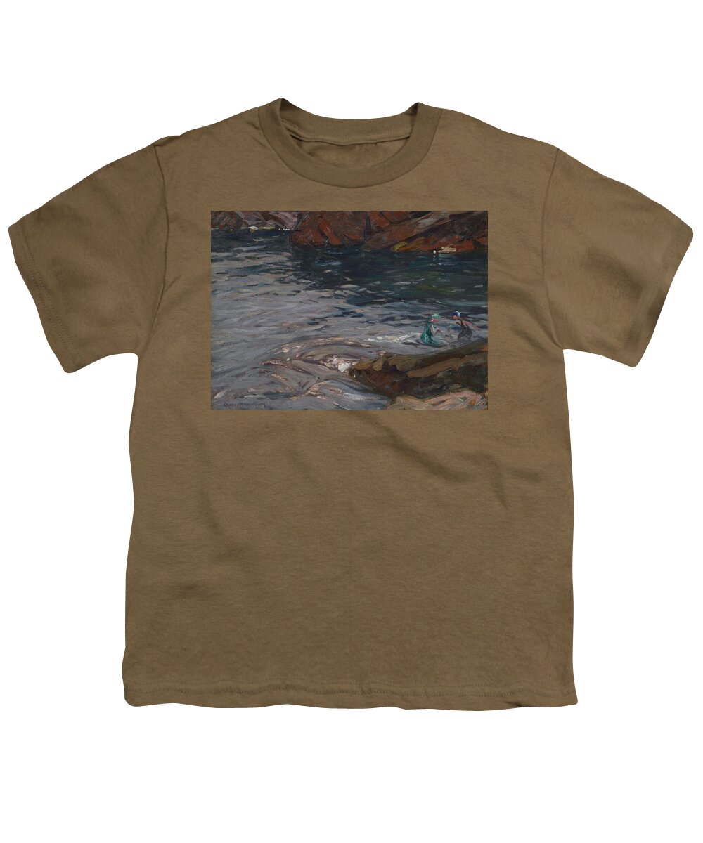 Bathing Pool Youth T-Shirt featuring the painting Bathing Pool by MotionAge Designs