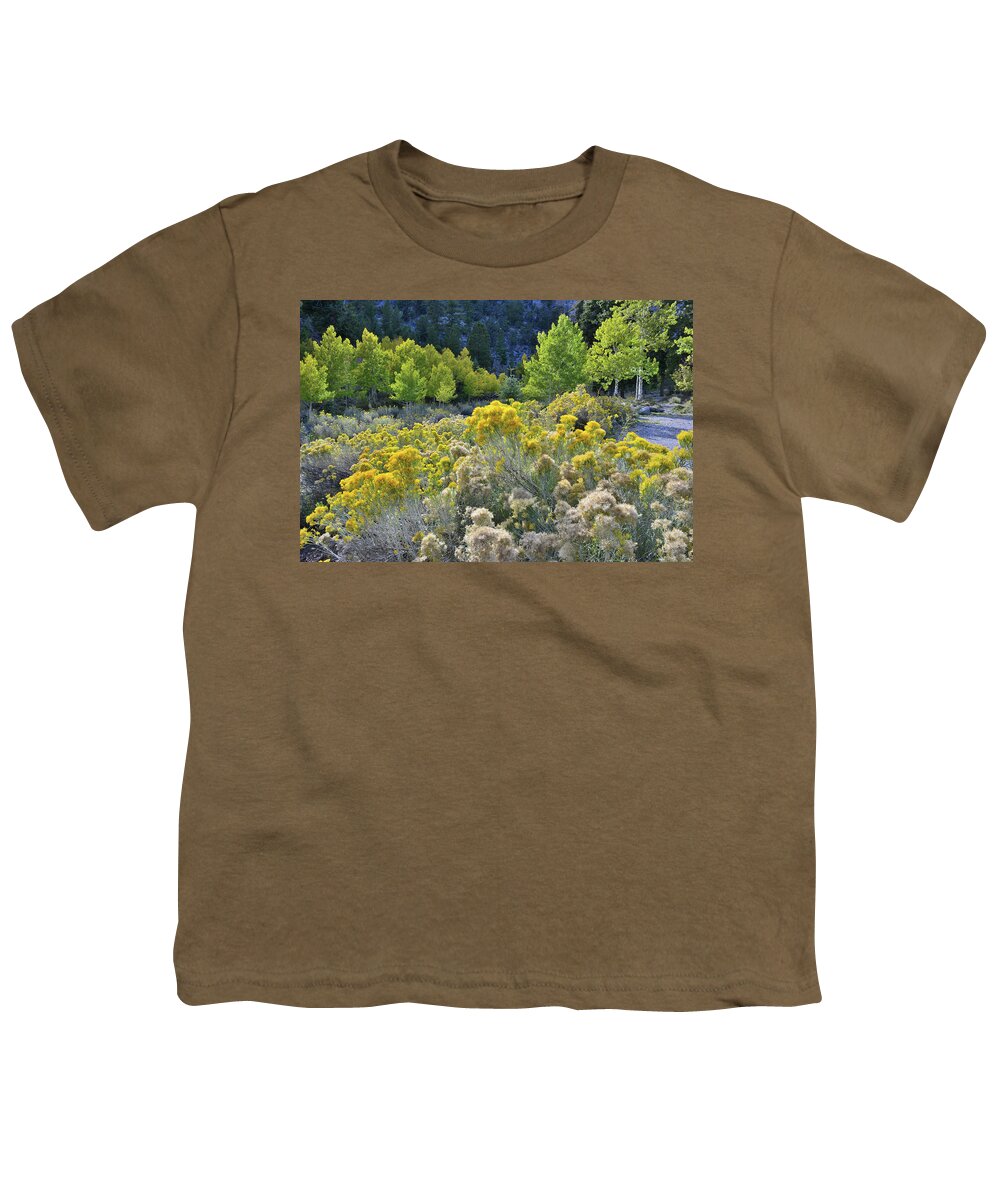 Humboldt-toiyabe National Forest Youth T-Shirt featuring the photograph Beautiful Rabbitbrush in Mt. Charleston Basin by Ray Mathis