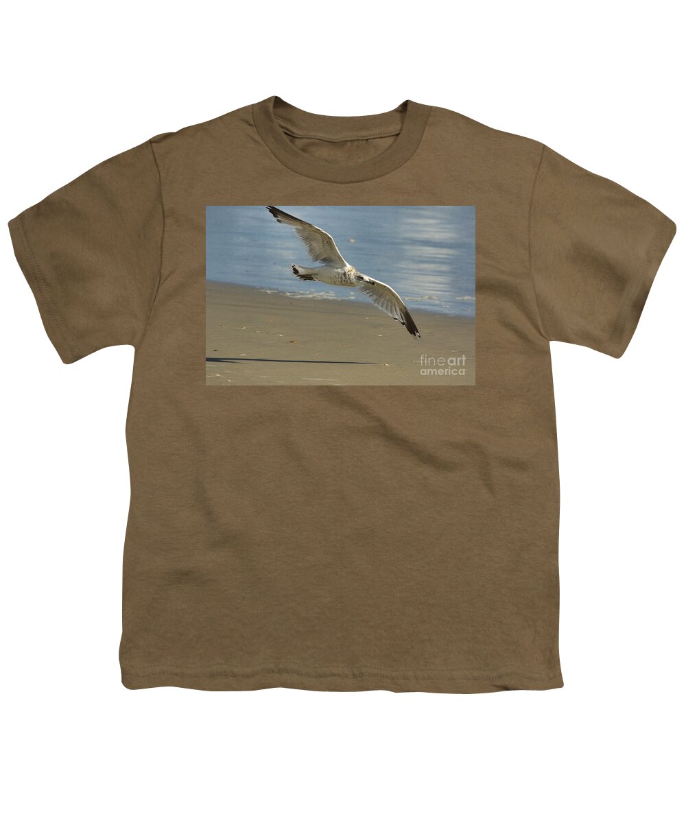 Seagull Youth T-Shirt featuring the painting Beauty At The Beach by Deborah Benoit