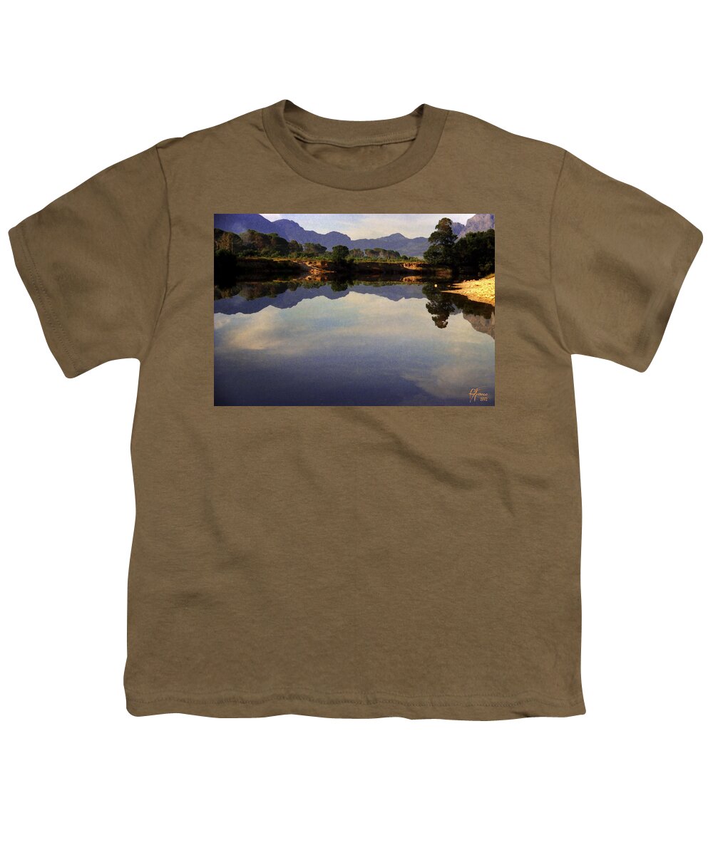 River Youth T-Shirt featuring the digital art Berg River Reflections by Vincent Franco
