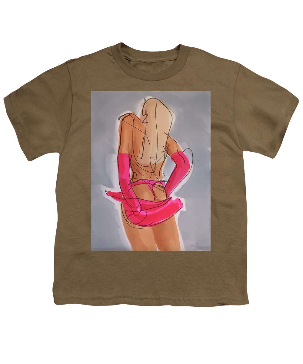 Striptease Youth T-Shirt featuring the drawing Berlin in cerise by Peregrine Roskilly
