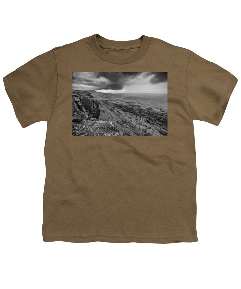 Binevenagh Youth T-Shirt featuring the photograph Binevenagh Storm Clouds by Nigel R Bell
