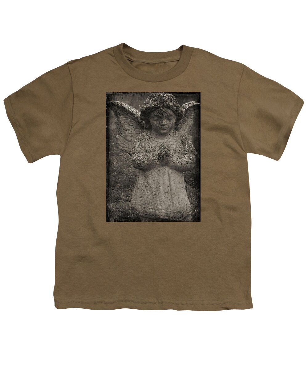 Spiritual Youth T-Shirt featuring the photograph Black and White Angel by Christine Paris