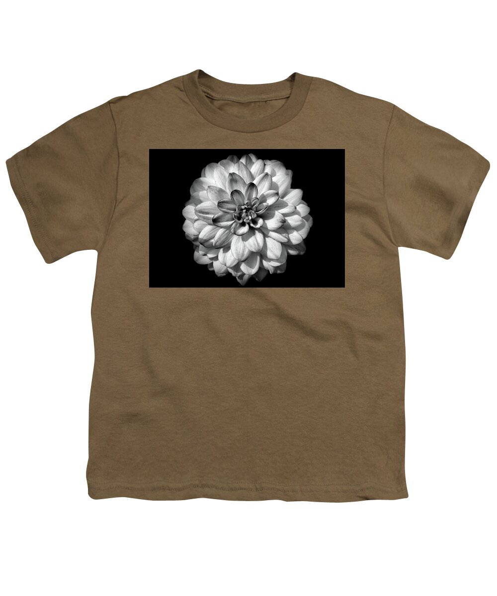 Black And White Youth T-Shirt featuring the photograph Black and white flower 2 by Lilia S