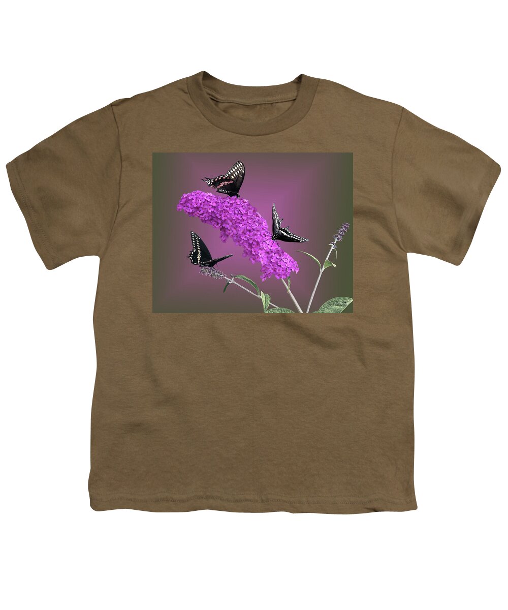 Fine Art Youth T-Shirt featuring the digital art Black Swallowtail 2 by Torie Tiffany