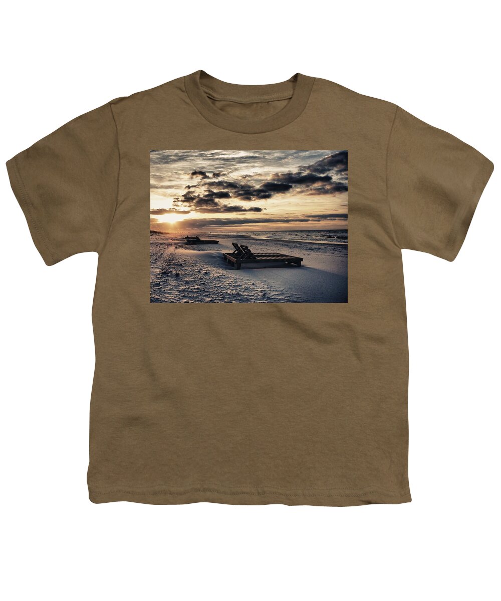 Alabama Photographer Youth T-Shirt featuring the painting Blue and Orange Sunrise on the beach by Michael Thomas