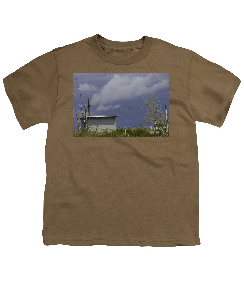 Landscape Youth T-Shirt featuring the photograph Blue Heron in the sky by Donna L Munro