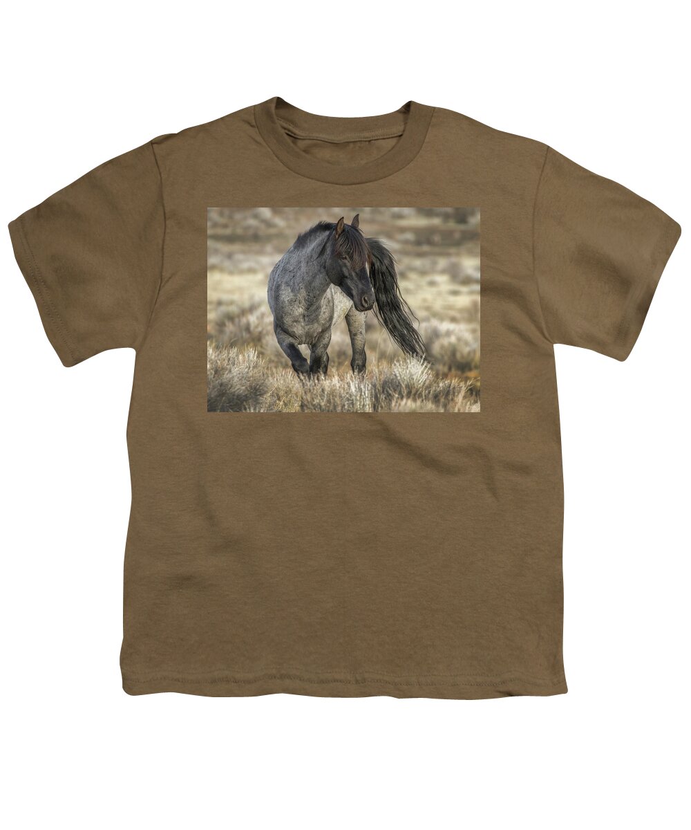 Mustang Youth T-Shirt featuring the photograph Blue by John T Humphrey