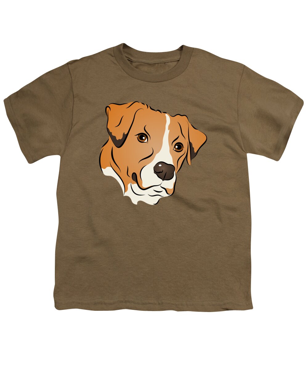 Graphic Dog Youth T-Shirt featuring the digital art Boxer Mix Dog Graphic Portrait by MM Anderson