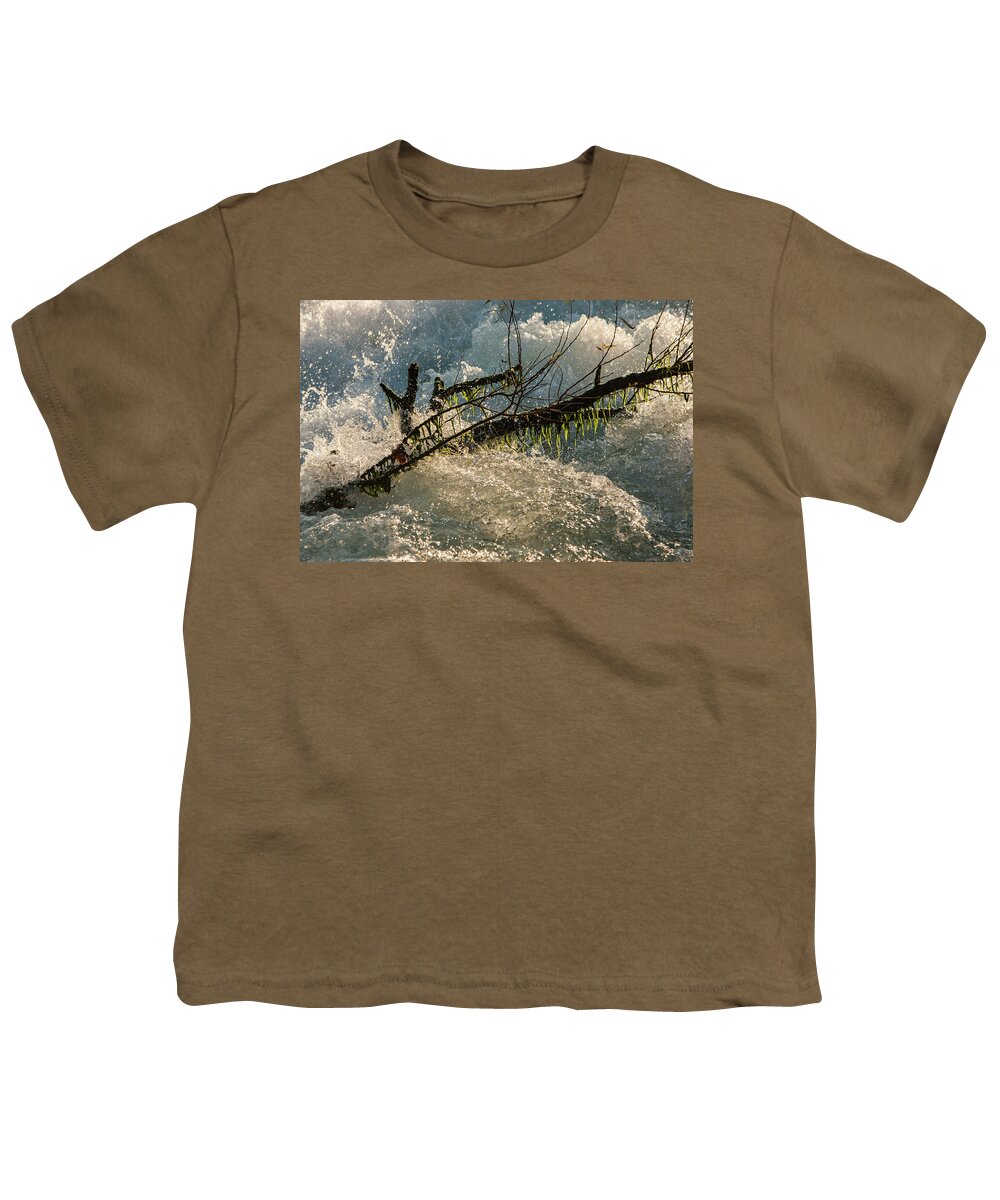 Water Youth T-Shirt featuring the photograph Branch in rapids by Jason Hughes