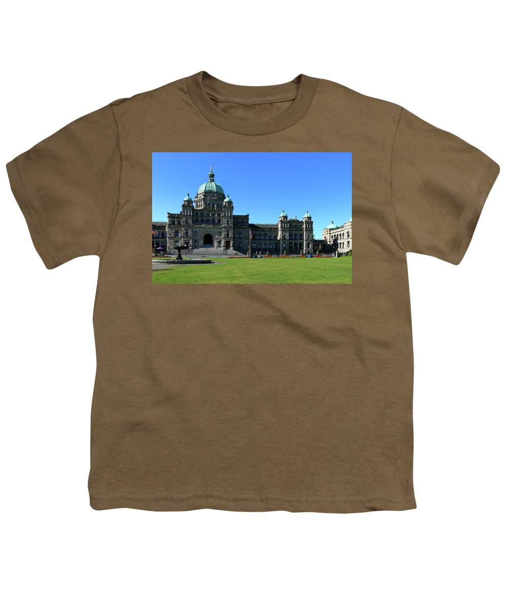 Victoria Youth T-Shirt featuring the photograph British Columbia Legislature Building by Christiane Schulze Art And Photography