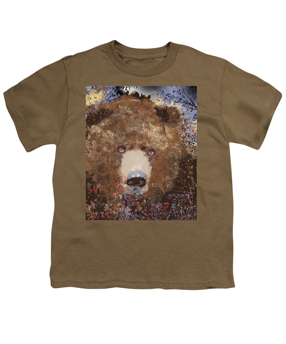 Brown Bear Youth T-Shirt featuring the digital art Visionary Bear Final by Kim Prowse